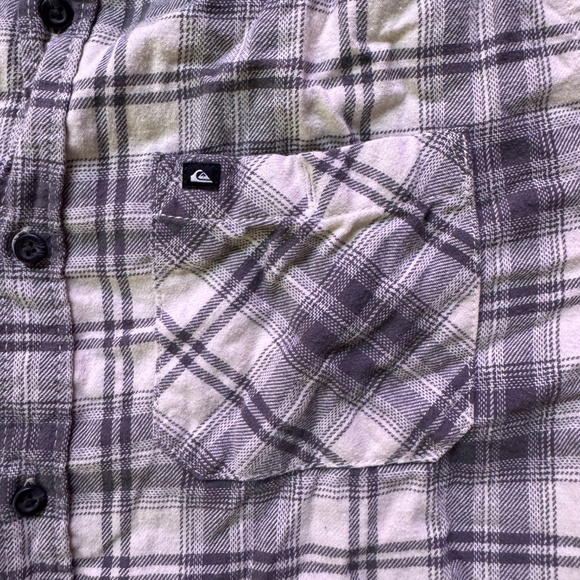 Skater Long-Sleeve Flannel Plaid Button-Up Shirt - White/Gray Size Medium Men’s - Picture 2 of 4